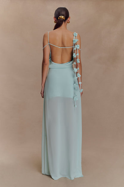 Robe Maxi en Chiffon à Motifs Floraux Rosalie - Lagoon