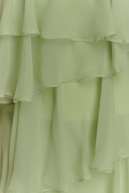 Robe Maxi Alexa en Chiffon à Volants - Vert Citron Pastel