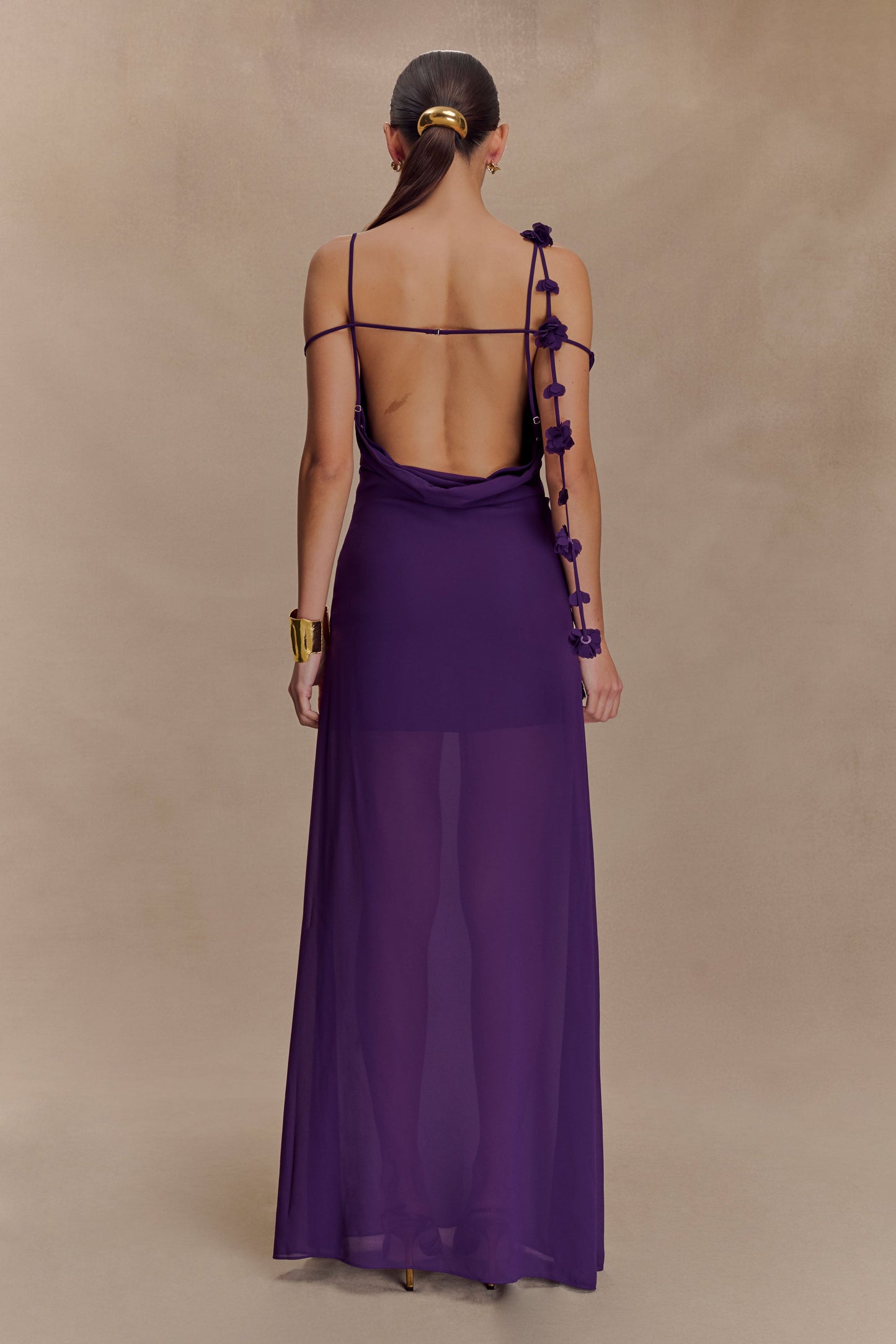 Robe Maxi en Chiffon à Motifs Floraux Rosalie - Violette