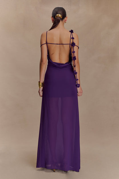 Robe Maxi en Chiffon à Motifs Floraux Rosalie - Violette