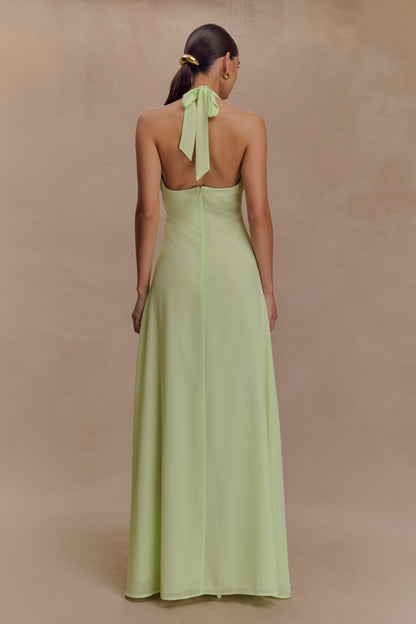 Robe Maxi Malakhai en Chiffon avec Décolleté Halter - Vert Pastel