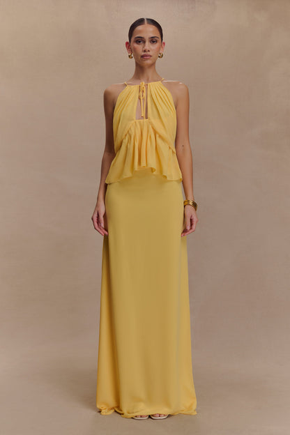 Jupe Maxi en Chiffon Katalina - Couleur Beurre-noisette