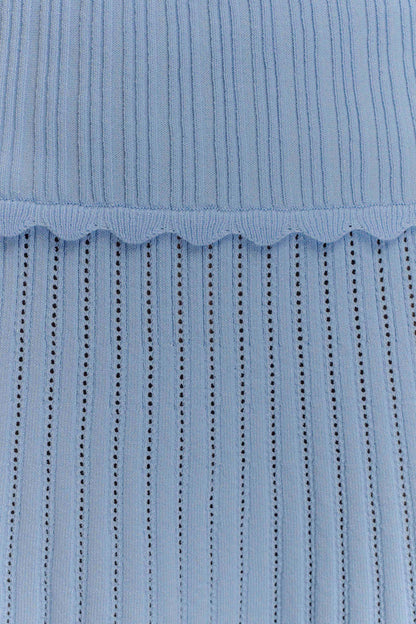 Jupe mini en tricot pointelle Indy - Bleu bleuet