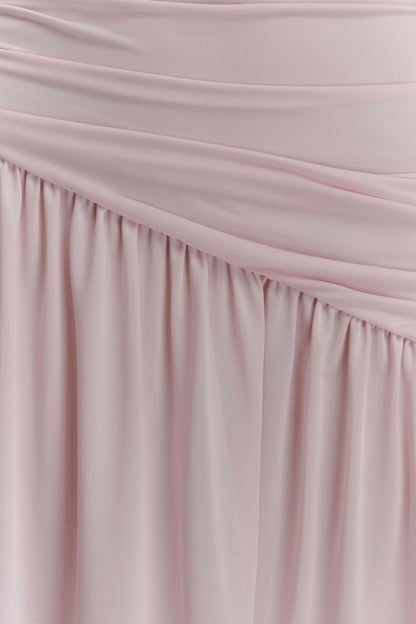 Robe Maxi Slinky Sans Bretelles Bex avec Fente - Rose Pâle