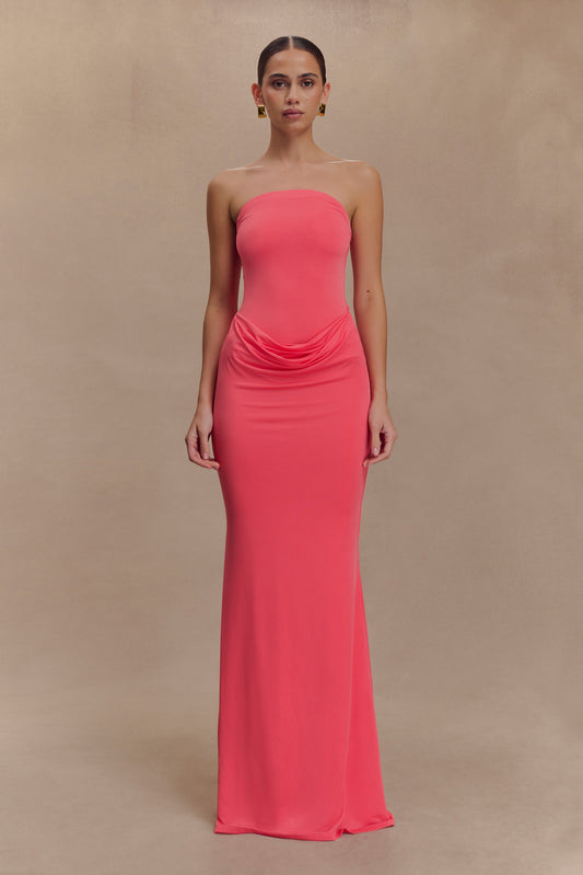 Robe Maxi Slinky sans Bretelles Madison - Corail