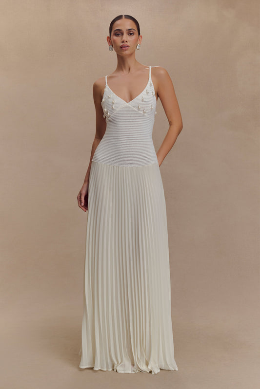 Robe Maxi Perle Croche Catherine - Blanche