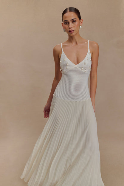 Robe Maxi Perle Croche Catherine - Blanche