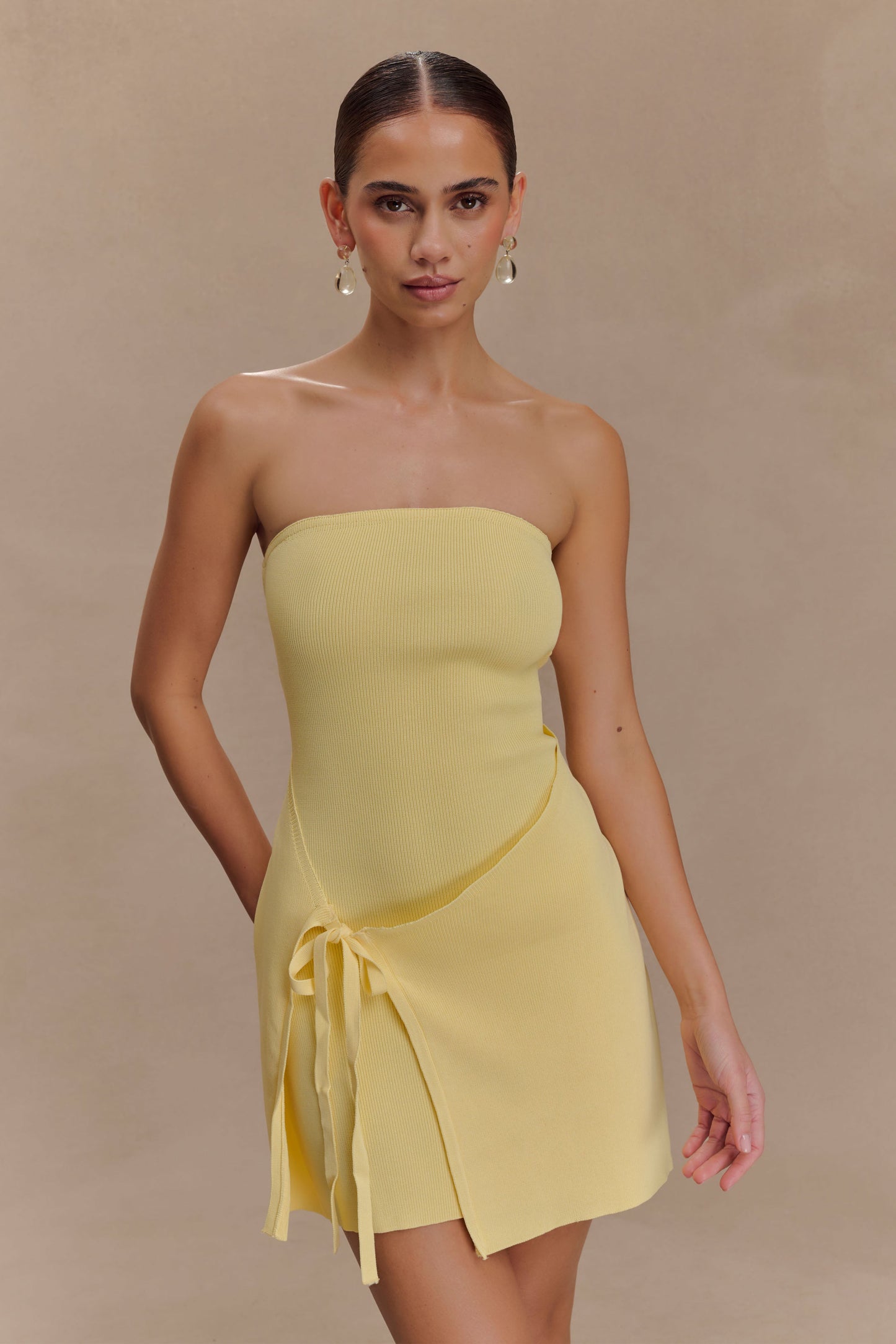 Rian Mini-robe en tricot sans bretelles - Citron