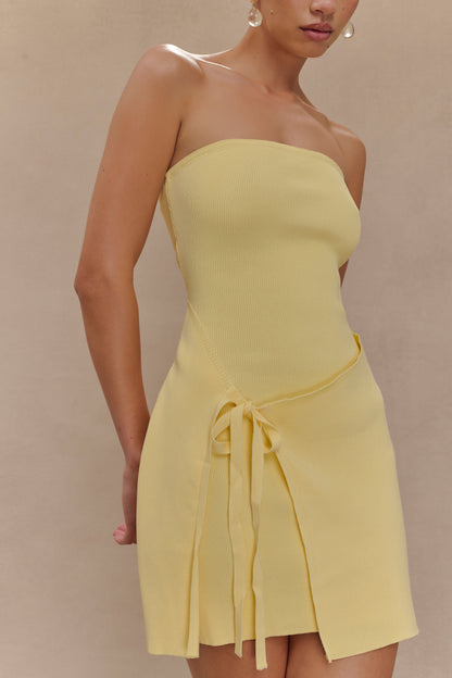 Rian Mini-robe en tricot sans bretelles - Citron