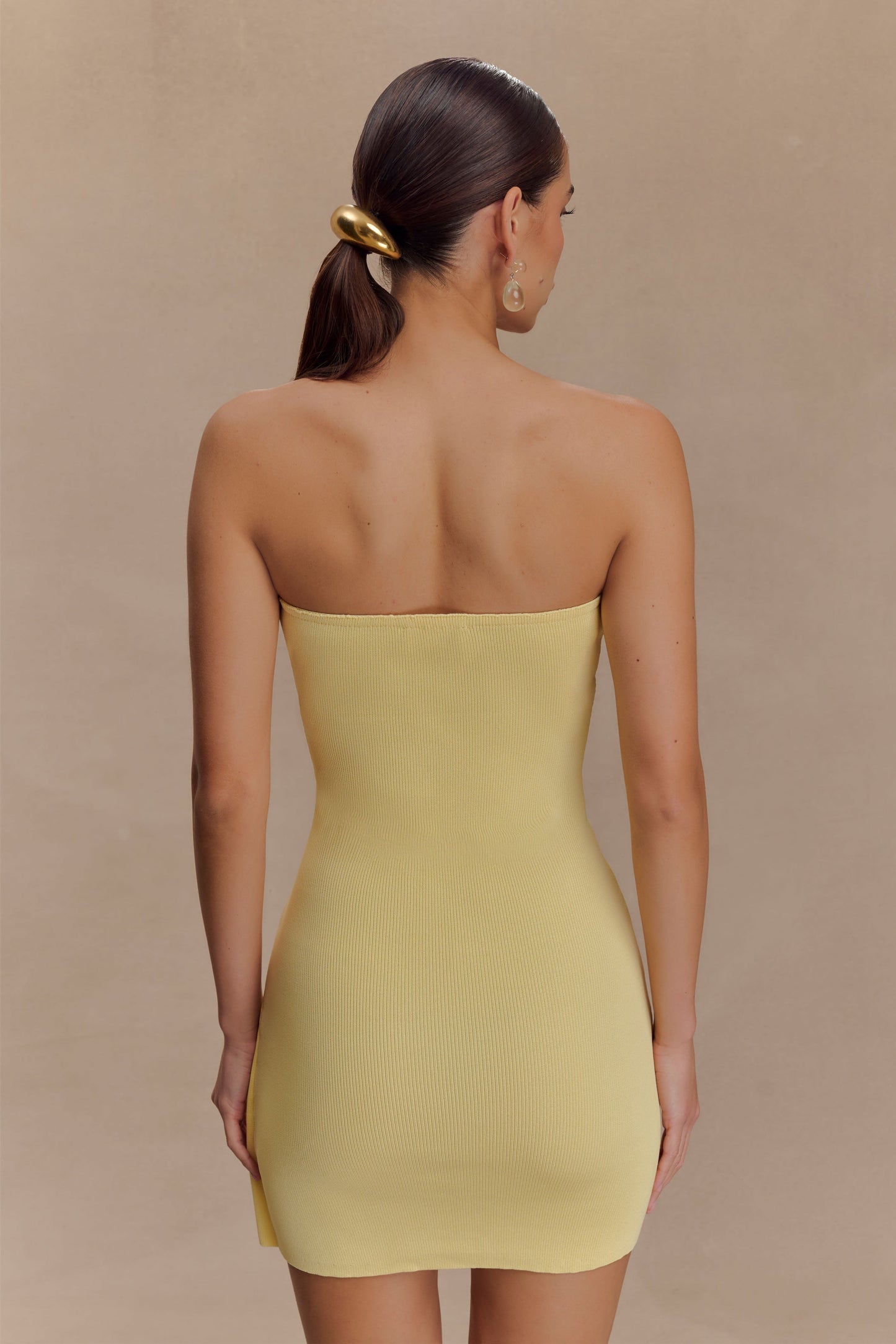 Rian Mini-robe en tricot sans bretelles - Citron