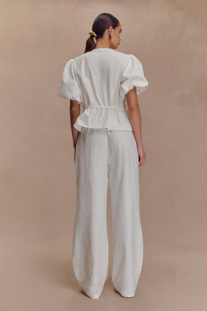 Pantalon large en coton Janayia - Blanc