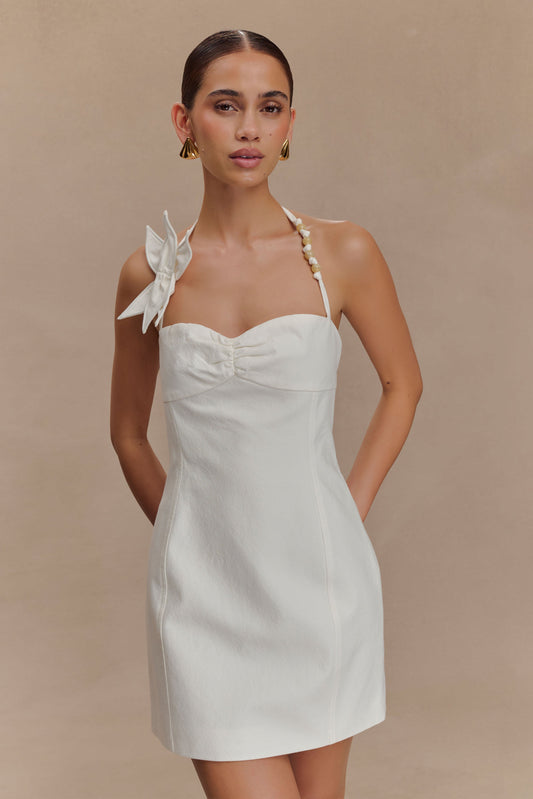 Robe mini en coton à motifs floraux Reyes - Blanc