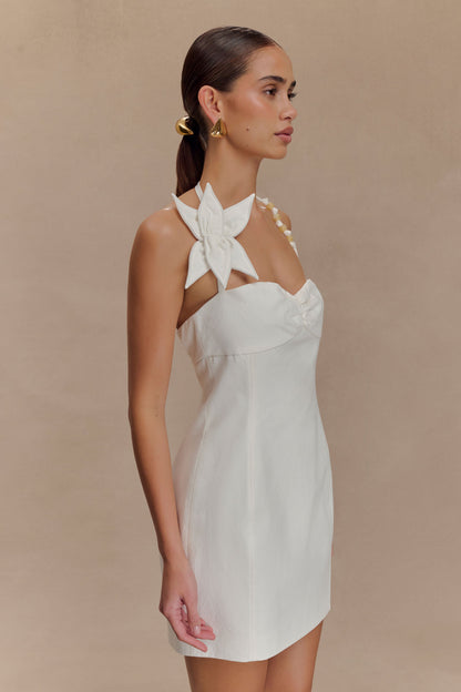 Robe mini en coton à motifs floraux Reyes - Blanc