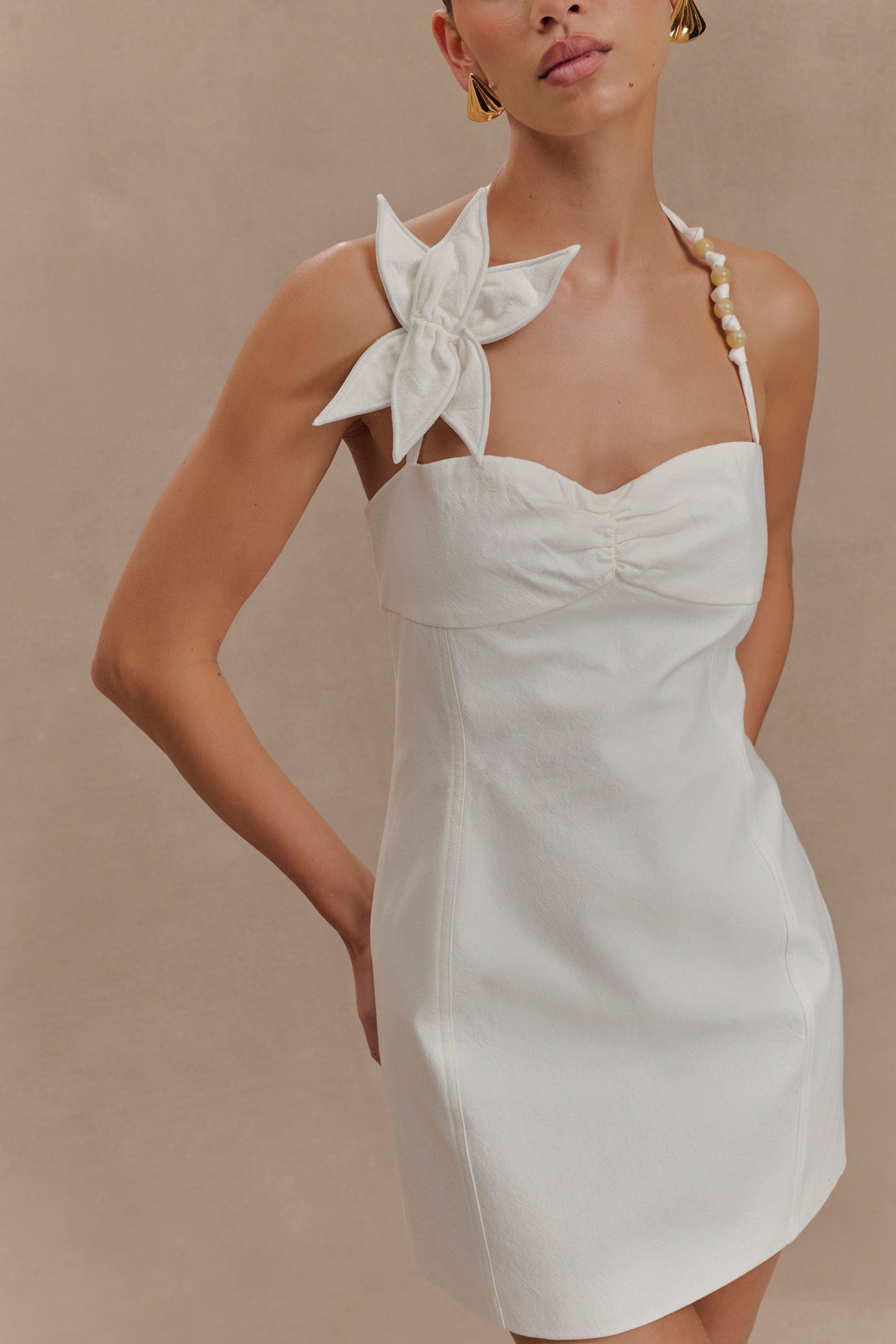 Robe mini en coton à motifs floraux Reyes - Blanc