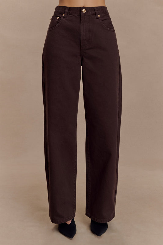 Jeans en jean taille mi-haute Mannon - Chocolat