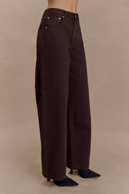 Jeans en jean taille mi-haute Mannon - Chocolat