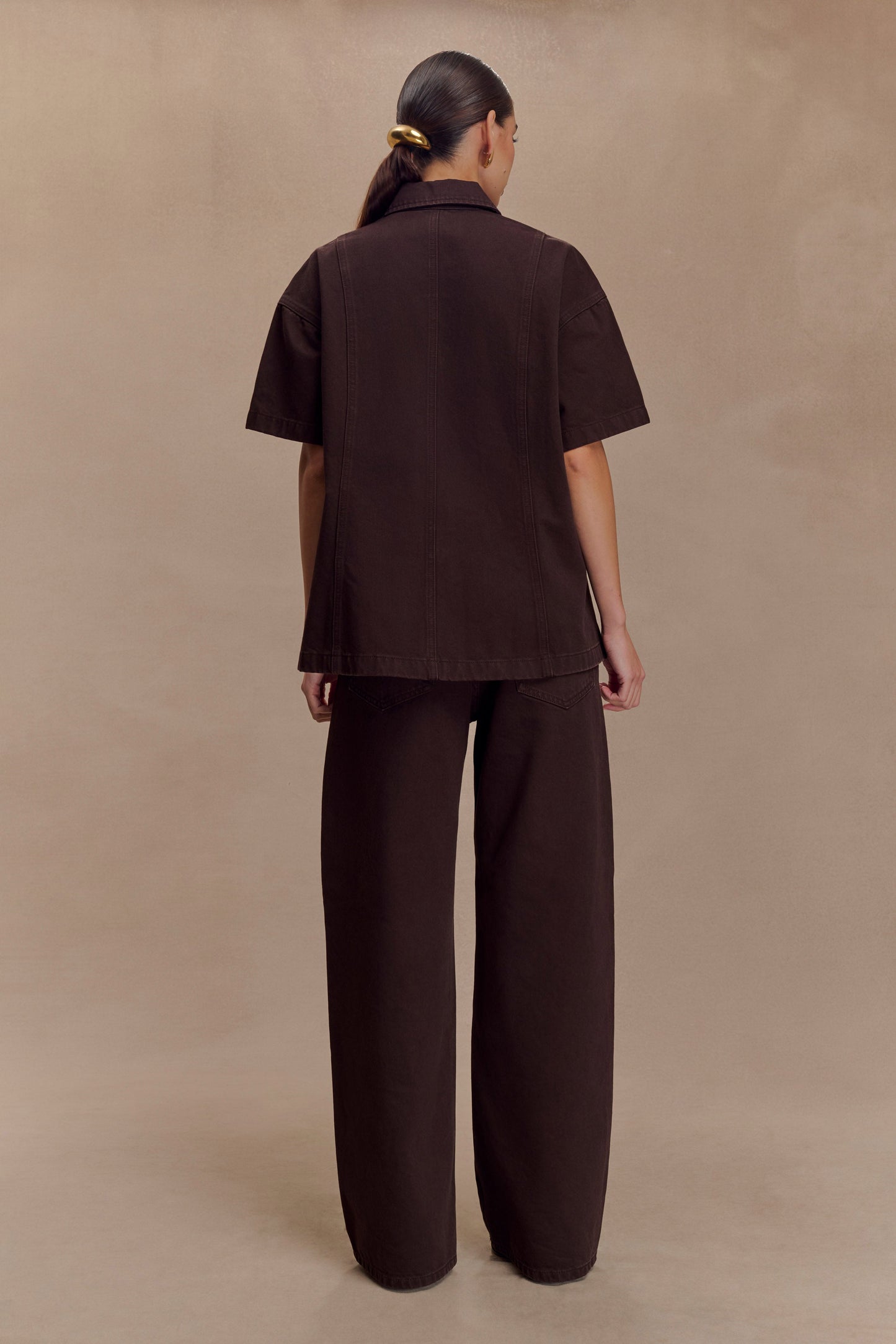 Jeans en jean taille mi-haute Mannon - Chocolat