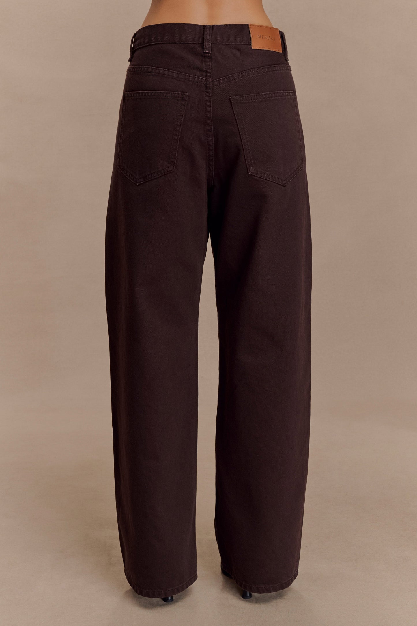 Jeans en jean taille mi-haute Mannon - Chocolat