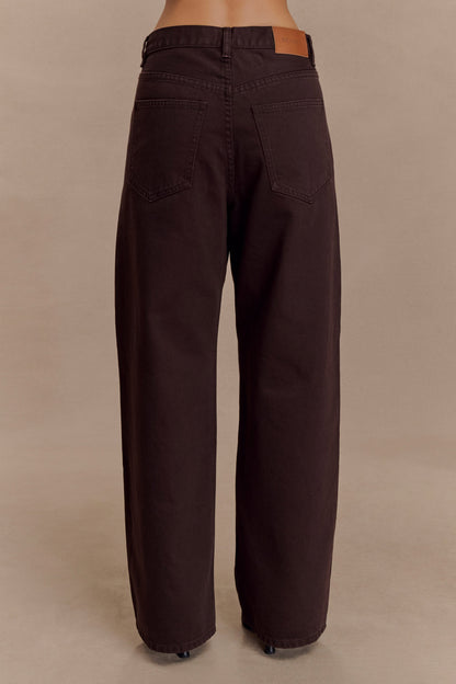 Jeans en jean taille mi-haute Mannon - Chocolat