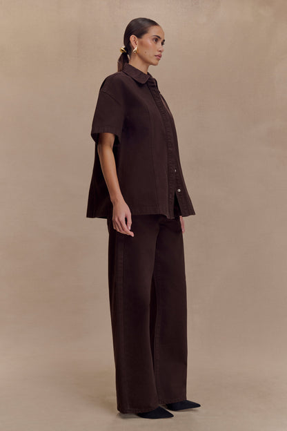 Jeans en jean taille mi-haute Mannon - Chocolat