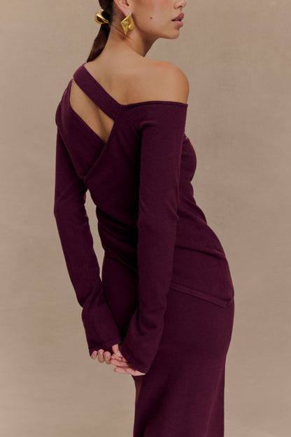 Top en tricot Miles à épaules dénudées - Prune