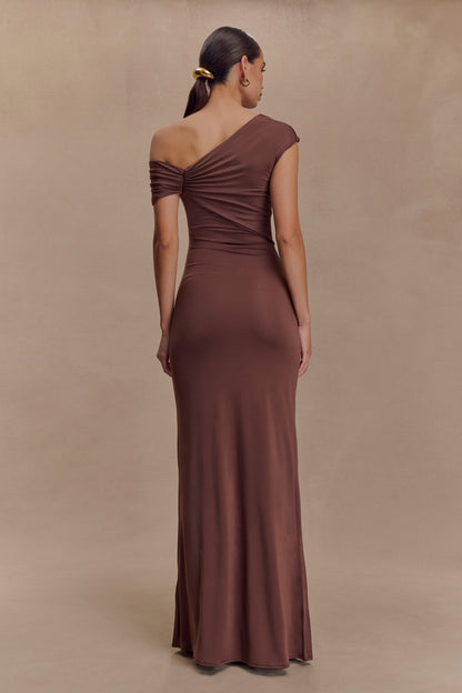 Robe Maxi Asymétrique et Étroite Ashford - Chocolat