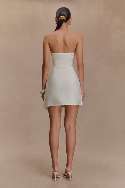 Robe mini en lin sans bretelles Steph - Blanche