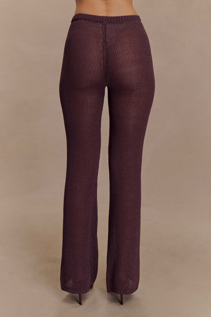 Pantalon Malani en Tricot à Pieds Large - Chocolat