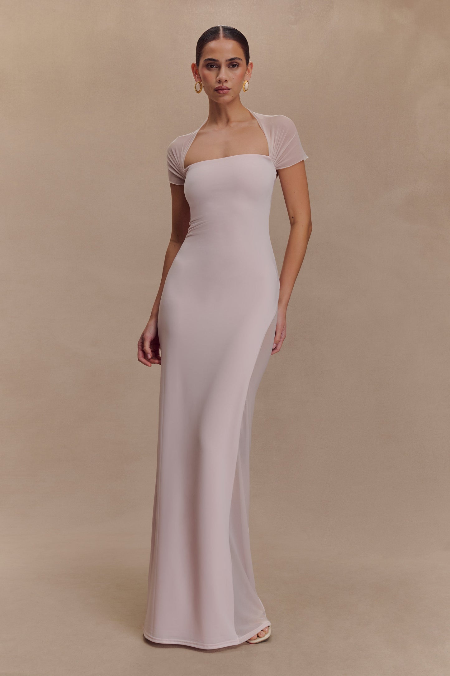 Robe Maxi Élastique et en Maille Wyatt - Rose Pâle