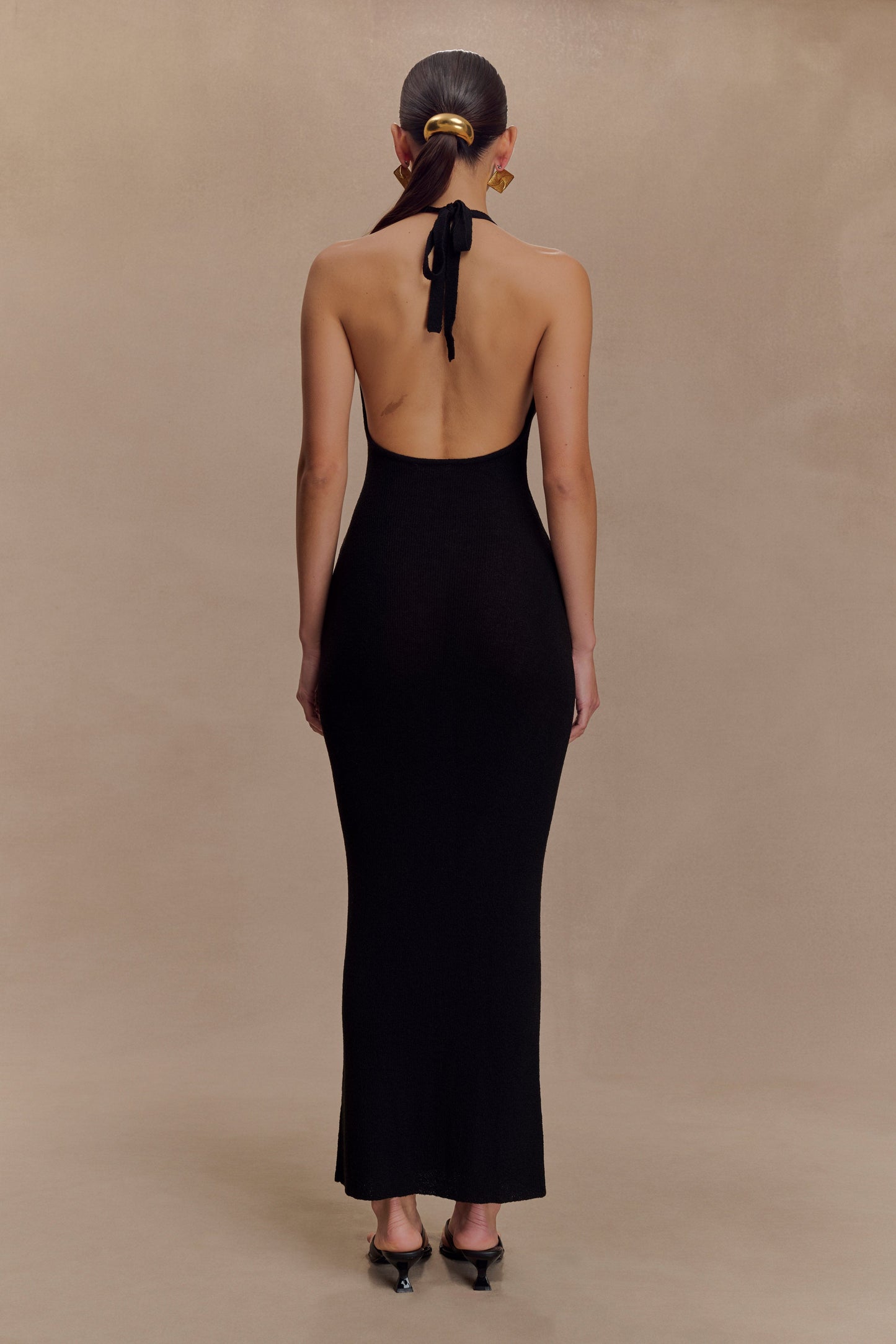 Robe Maxi Tricot Col Chandail Ayella - Noir