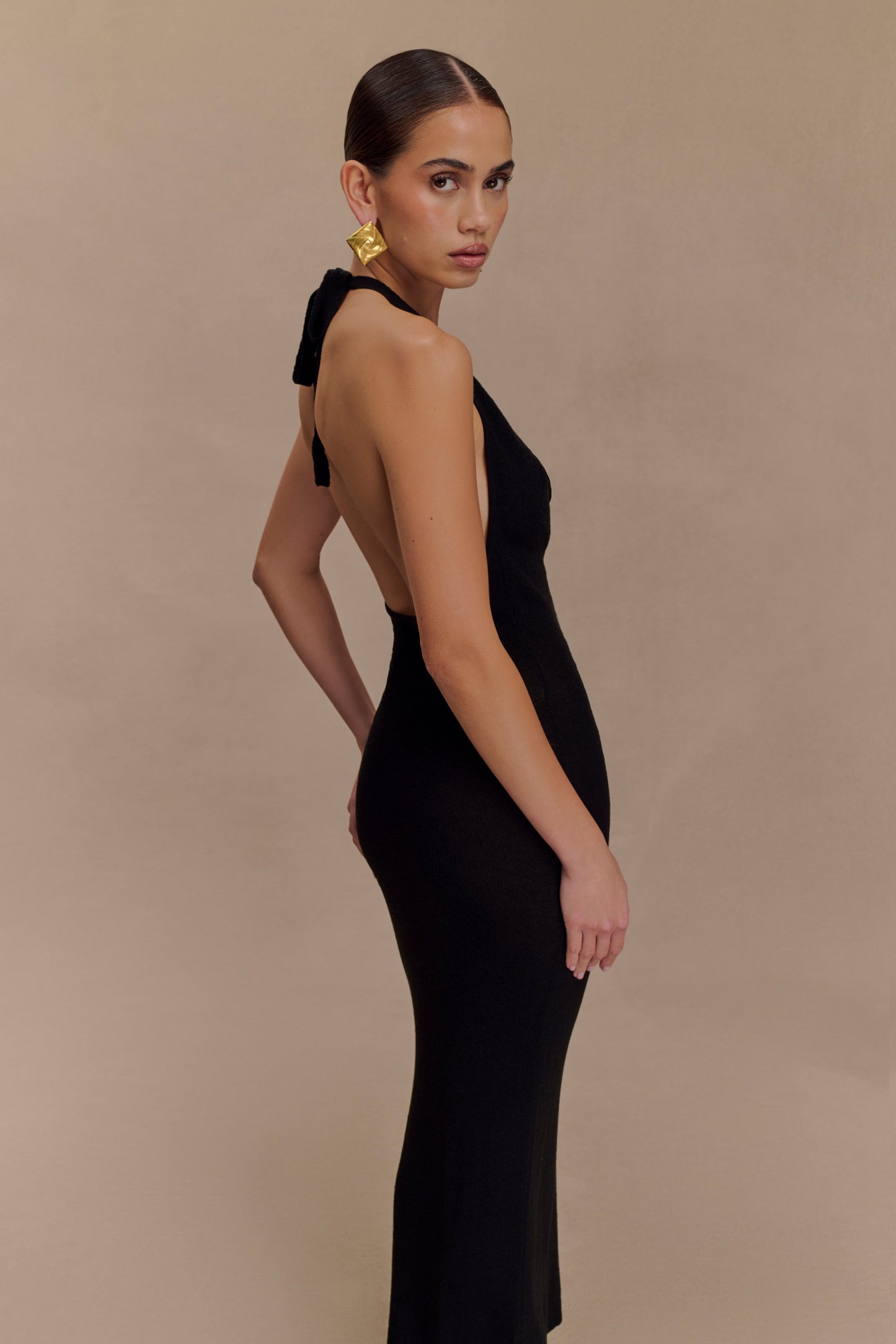 Robe Maxi Tricot Col Chandail Ayella - Noir