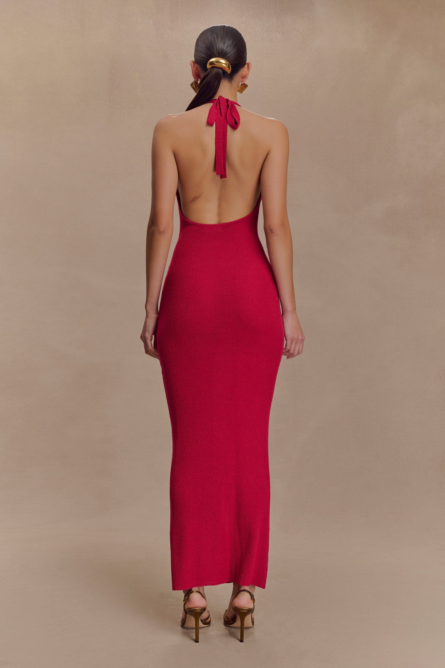 Robe Maxi Tricot Col Chandail Ayella - Framboise
