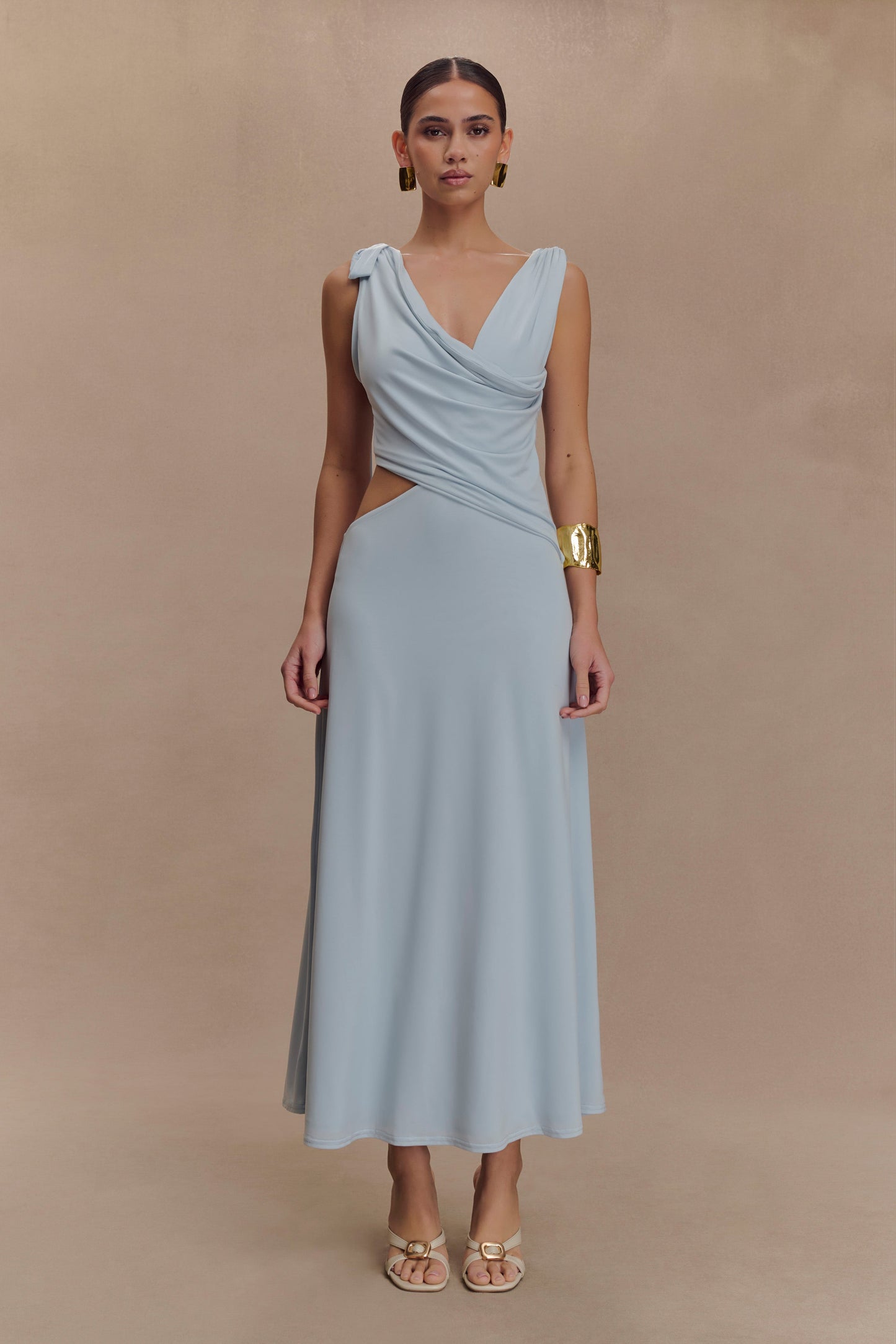 Robe midi asymétrique et fluide Raleigh - Bleu clair