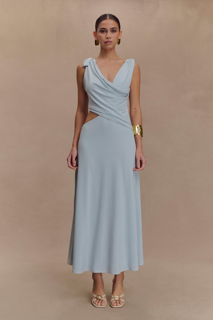 Robe midi asymétrique et fluide Raleigh - Bleu clair