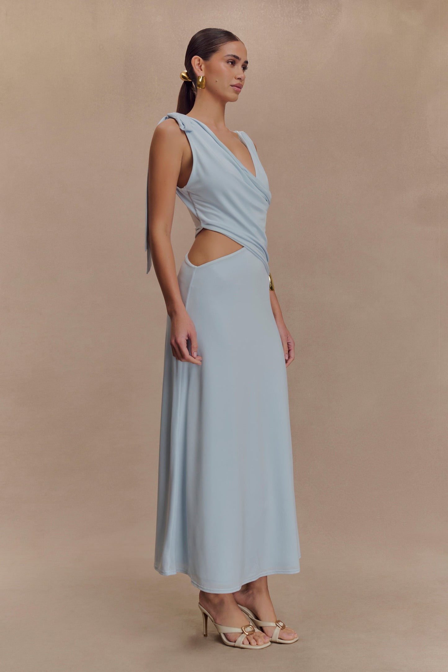 Robe midi asymétrique et fluide Raleigh - Bleu clair