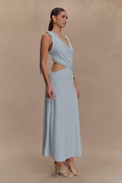 Robe midi asymétrique et fluide Raleigh - Bleu clair