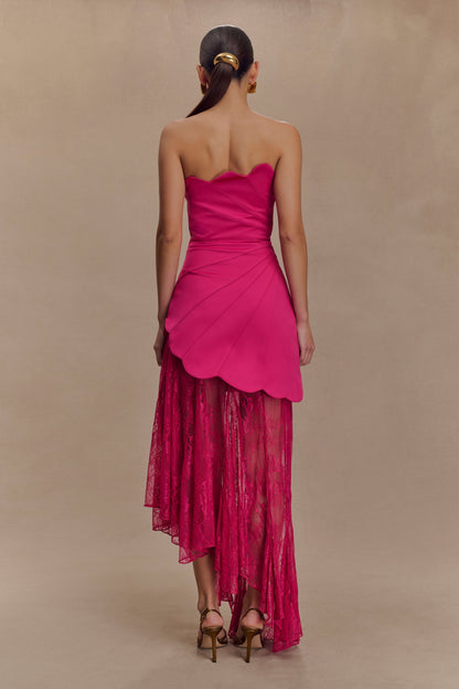 Robe Maxi en Satin et Dentelle Aleena - Dragonfruit
