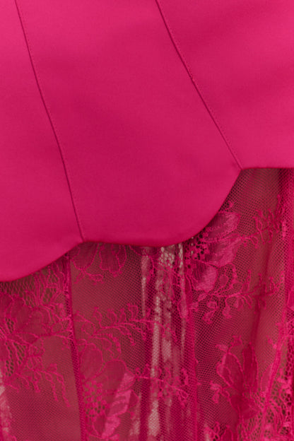Robe Maxi en Satin et Dentelle Aleena - Dragonfruit