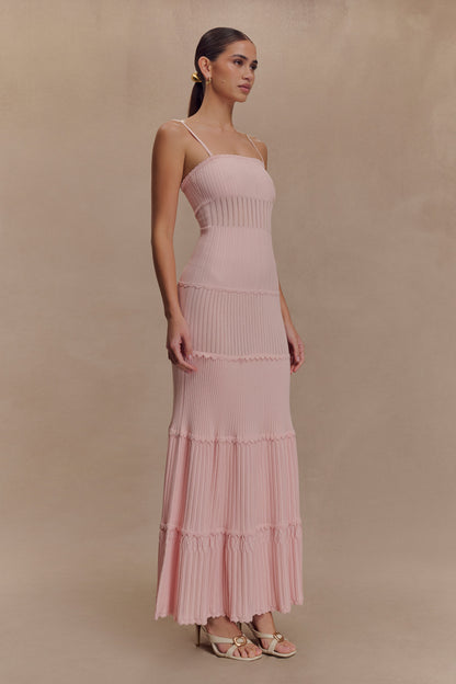 Robe Maxi en Tricot à Motifs Perforés Finley - Rose Poussière