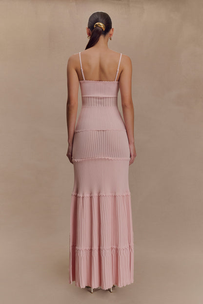 Robe Maxi en Tricot à Motifs Perforés Finley - Rose Poussière