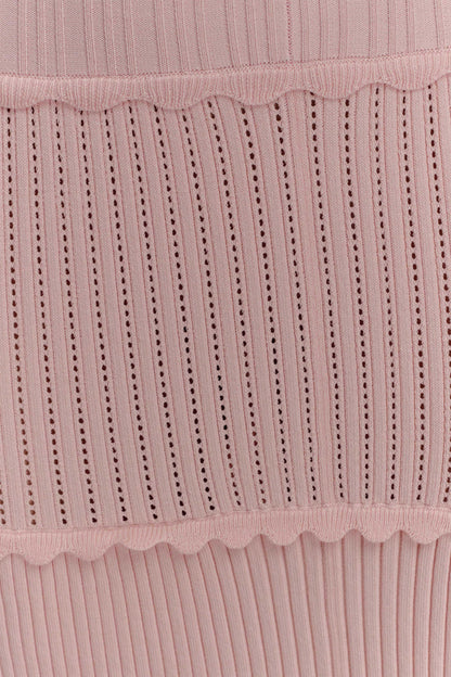 Robe Maxi en Tricot à Motifs Perforés Finley - Rose Poussière