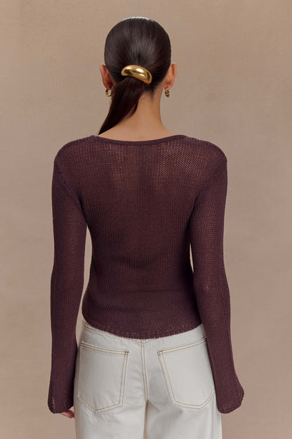 Top en tricot à manches longues Isabella - Chocolat