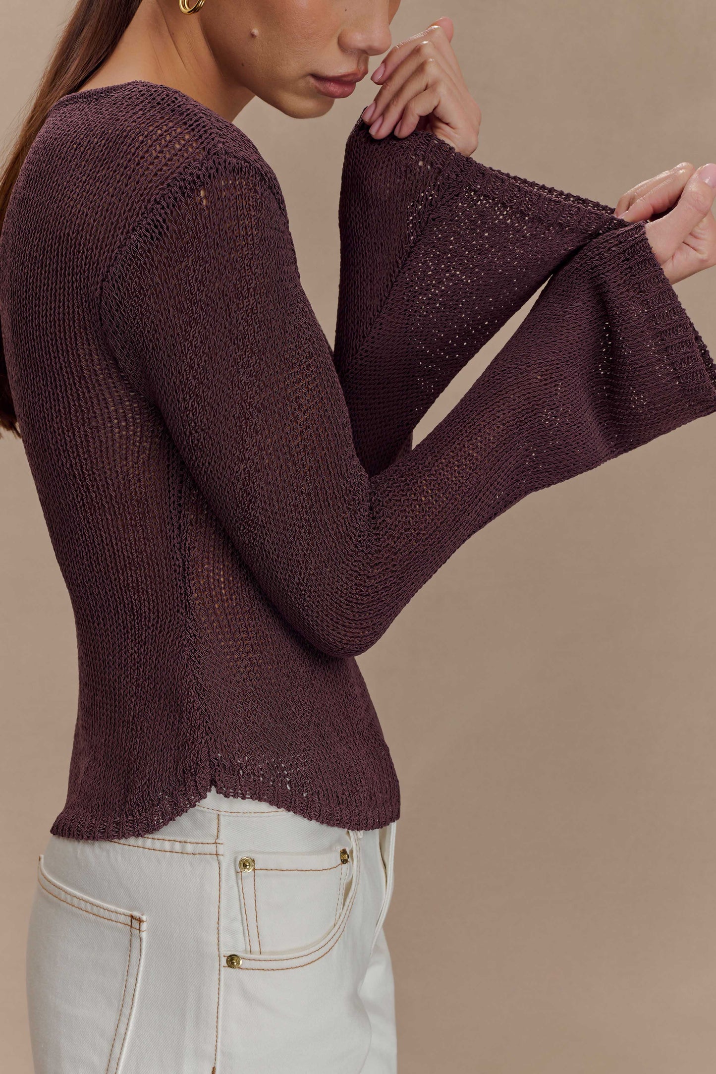 Top en tricot à manches longues Isabella - Chocolat