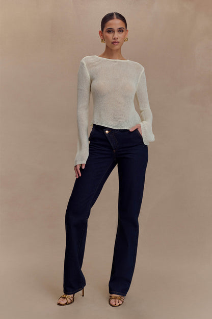 Top en tricot à manches longues Isabella - Blanc