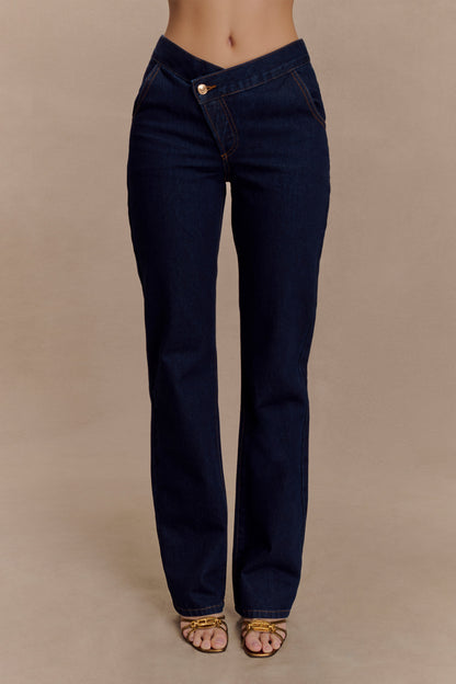 Jeans droit à devant en V Remington - Bleu indigo