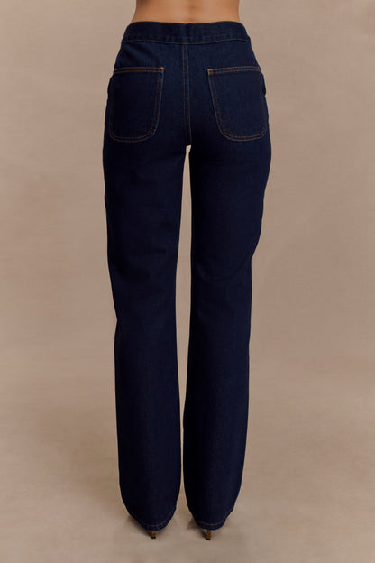 Jeans droit à devant en V Remington - Bleu indigo