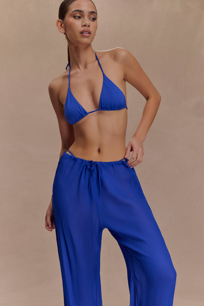 Pantalon droit transparent Tonya - Bleu cobalt