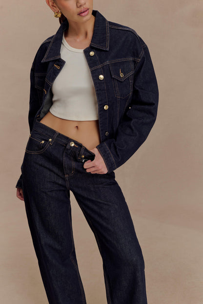 Jeans en jean Mannon taille mi-haute - Bleu indigo délavé