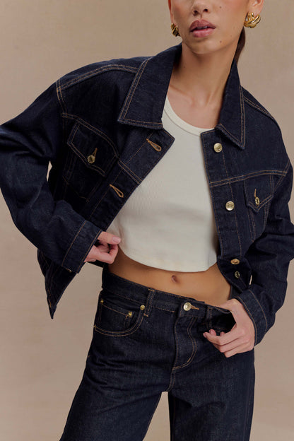 Veste en jean à taille ajustée Kirra - Bleu indigo délavé