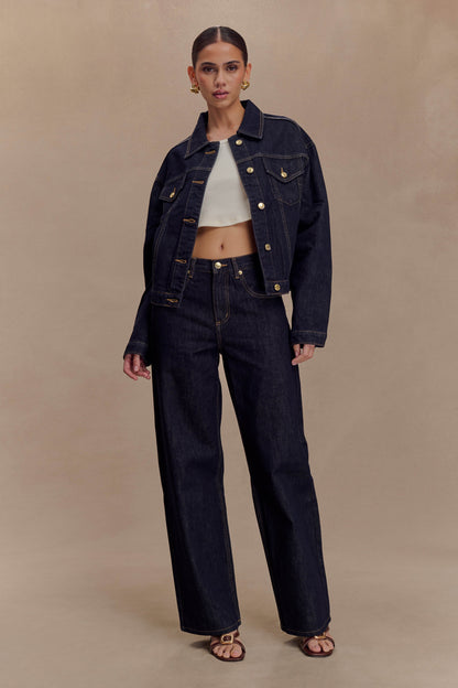 Jeans en jean Mannon taille mi-haute - Bleu indigo délavé